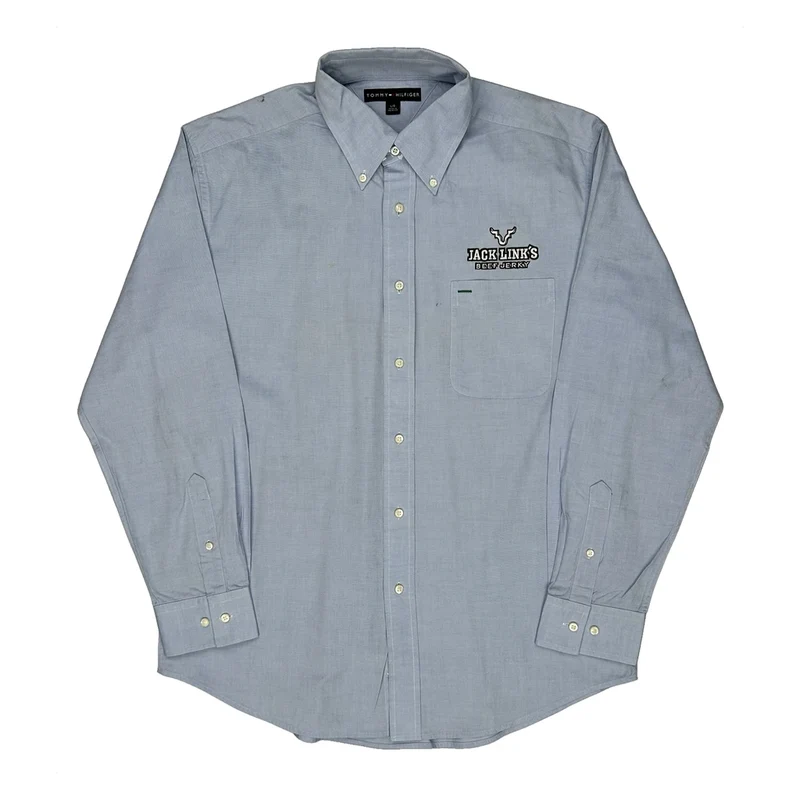 Jack Link'S Beef Jerky Logo Tommy Hilfiger Shirt - Large Blue Cotton