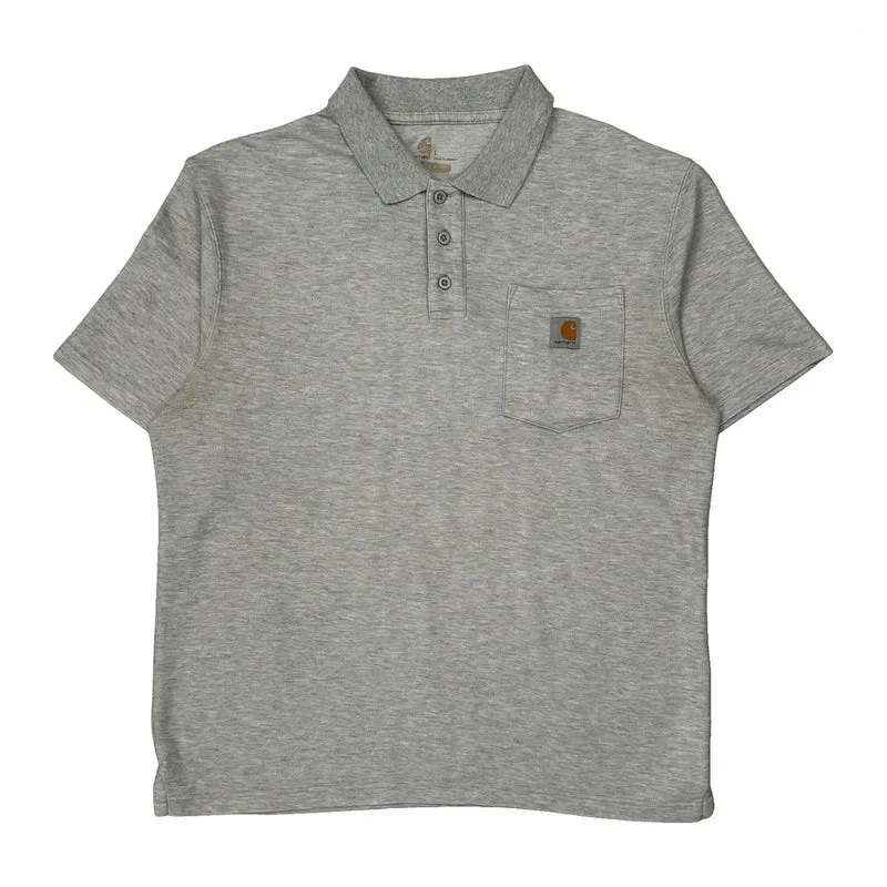 Carhartt Polo Shirt - Large Grey Cotton