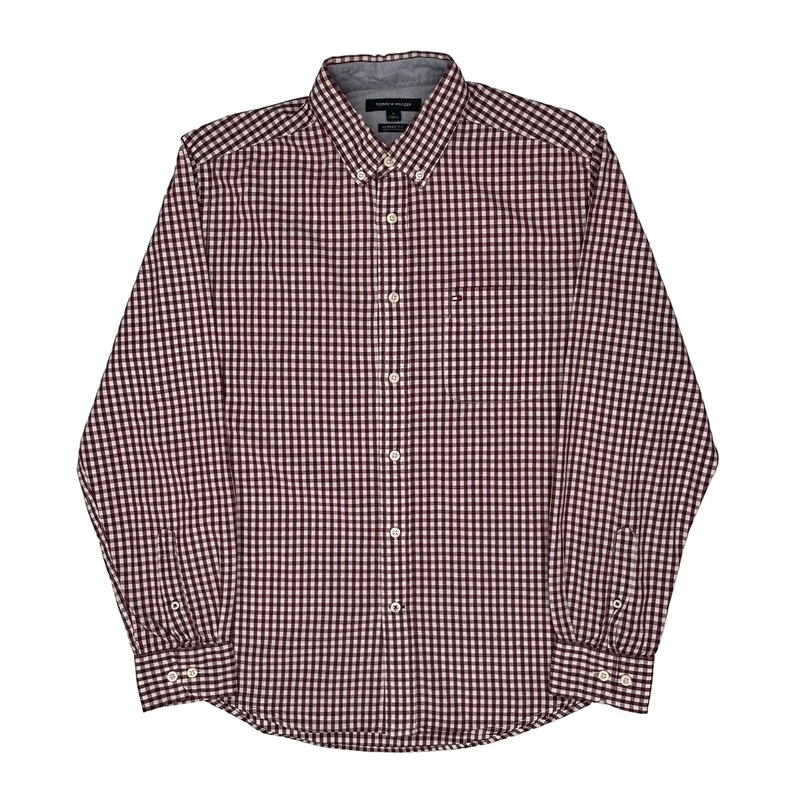 Tommy Hilfiger Checked Shirt - Medium Red Cotton