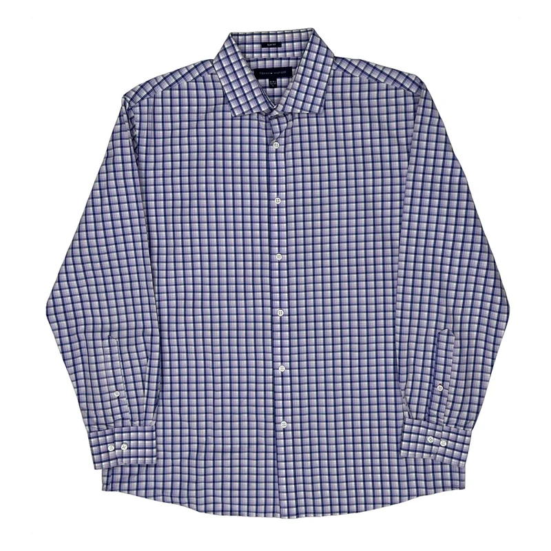 Tommy Hilfiger Slim Fit Shirt - Large Blue Cotton