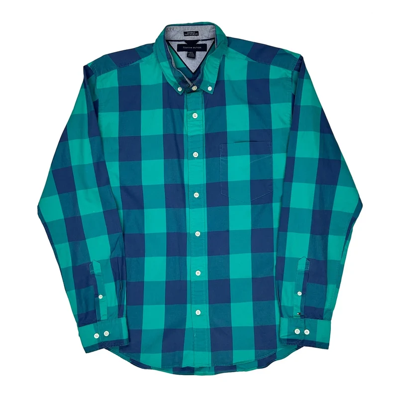 Tommy Hilfiger Checked Shirt - Large Blue Cotton