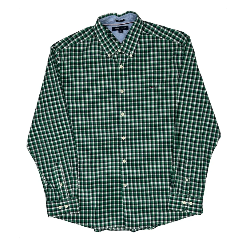 Tommy Hilfiger Checked Shirt - XL Green Cotton