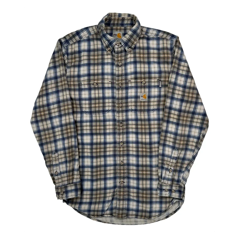 Carhartt Checked Shirt - Small Blue Cotton Blend