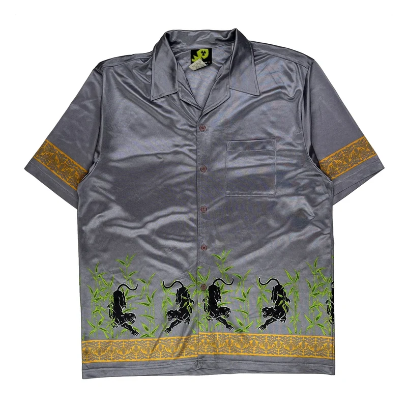 Made In USA Panther Street Savy Japanese Style Shirt - XL Grey Polyester