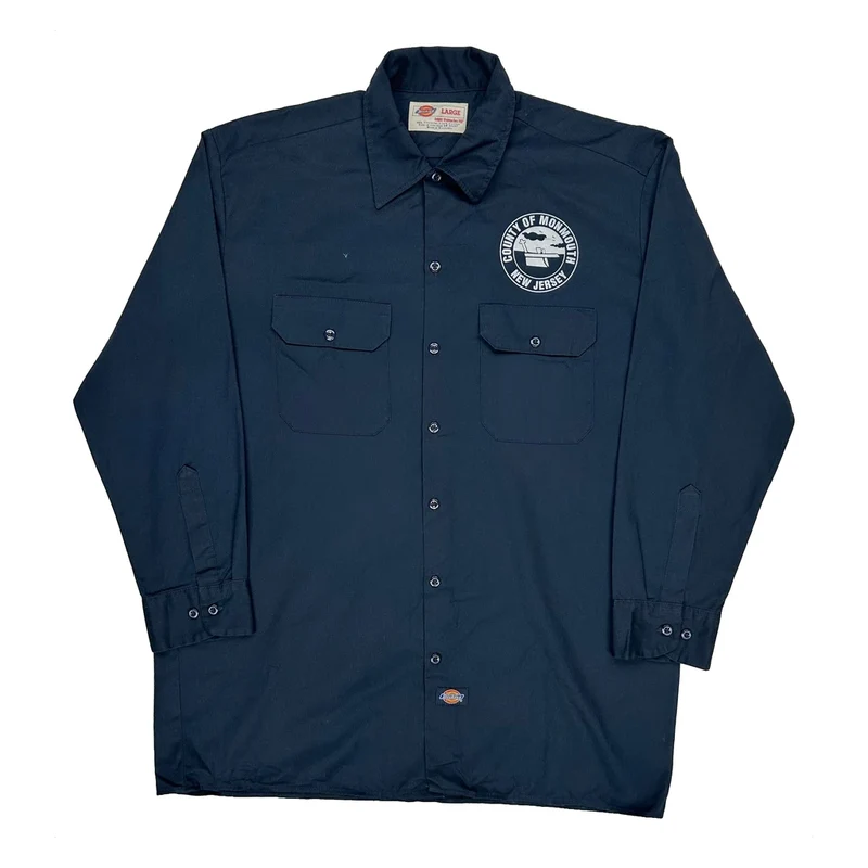 County Of Monmouth New Jersey Dickies Shirt - Large Navy Cotton