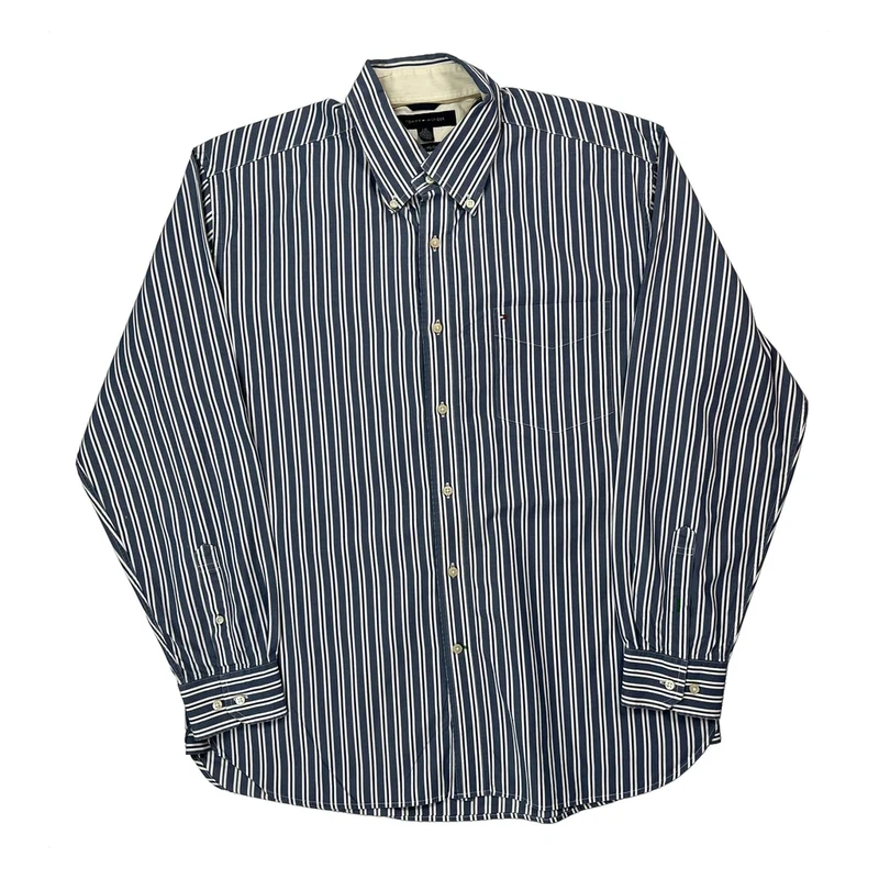 Tommy Hilfiger Striped Shirt - Large Blue Cotton