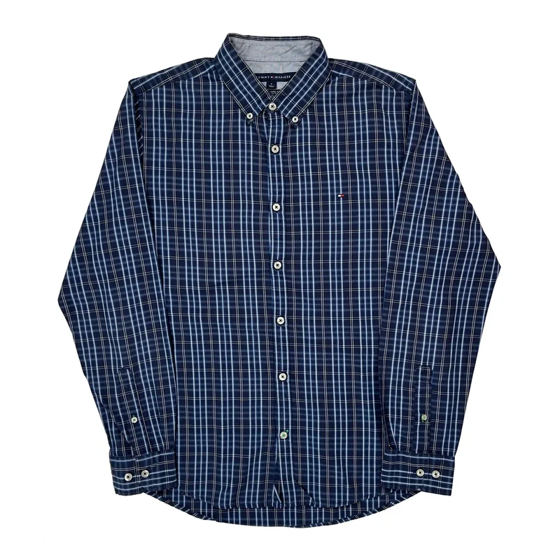 Tommy Hilfiger Checked Shirt - Medium Blue Cotton