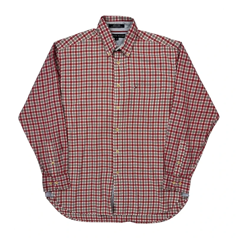 Tommy Hilfiger Checked Shirt - Medium Red Cotton