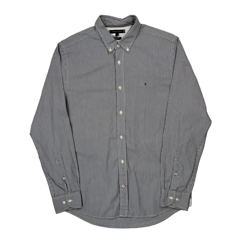Tommy Hilfiger Striped Shirt - Large Grey Cotton