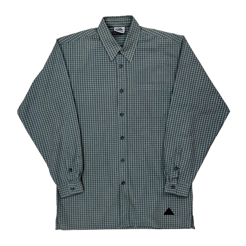 Adidas Checked Shirt - Large Green Cotton