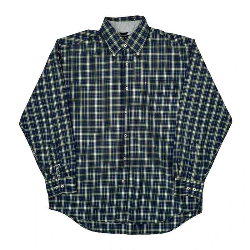 Tommy Hilfiger Checked Shirt - Medium Blue Cotton