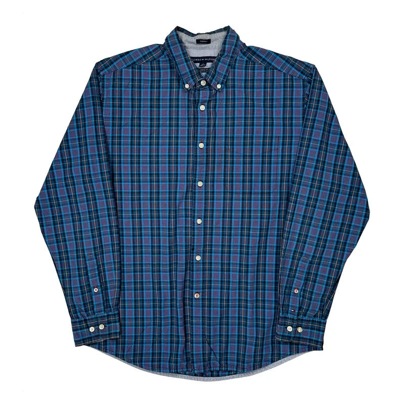 Tommy Hilfiger Checked Shirt - Large Blue Cotton