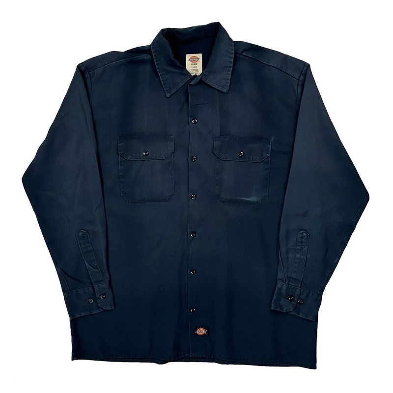 Dickies Shirt - Large Navy Cotton Blend