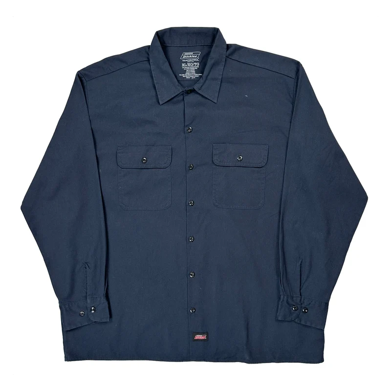Dickies Shirt - XL Blue Polyester Blend