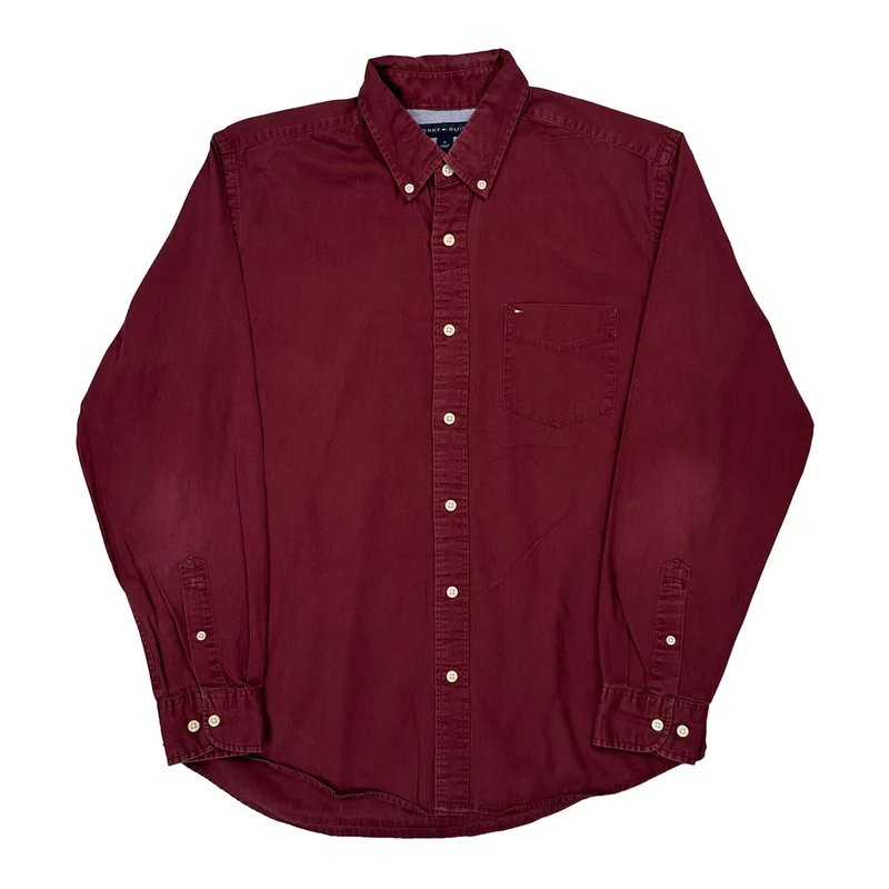 Tommy Hilfiger Shirt - Medium Burgundy Cotton