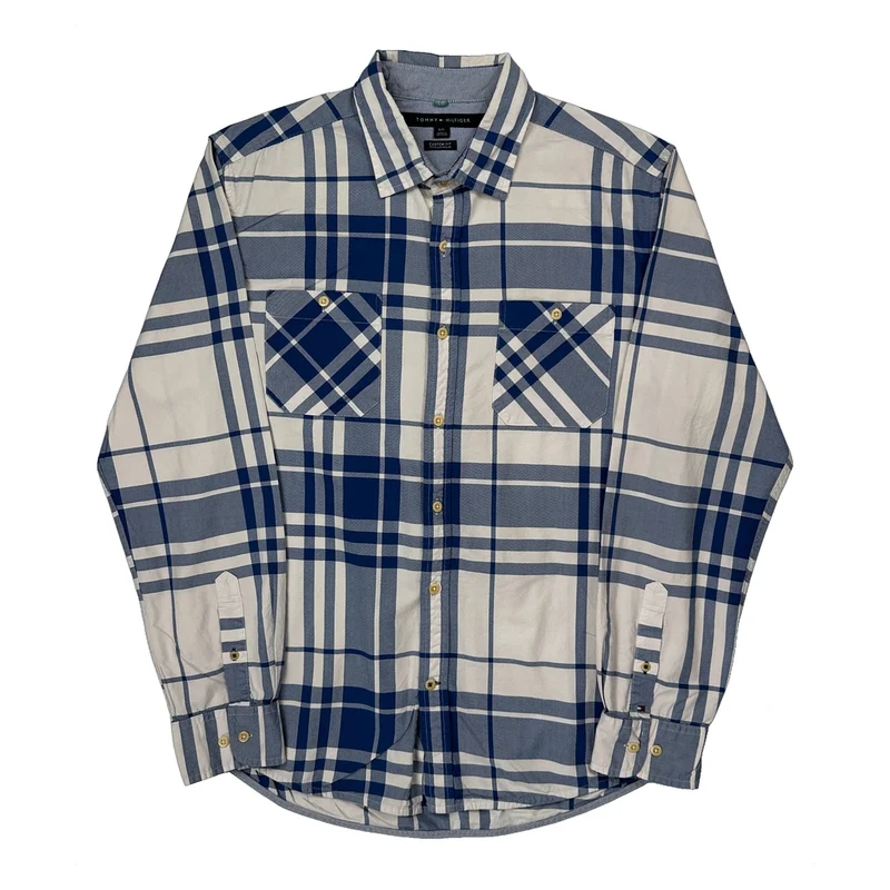 Tommy Hilfiger Checked Shirt - Large Blue Cotton