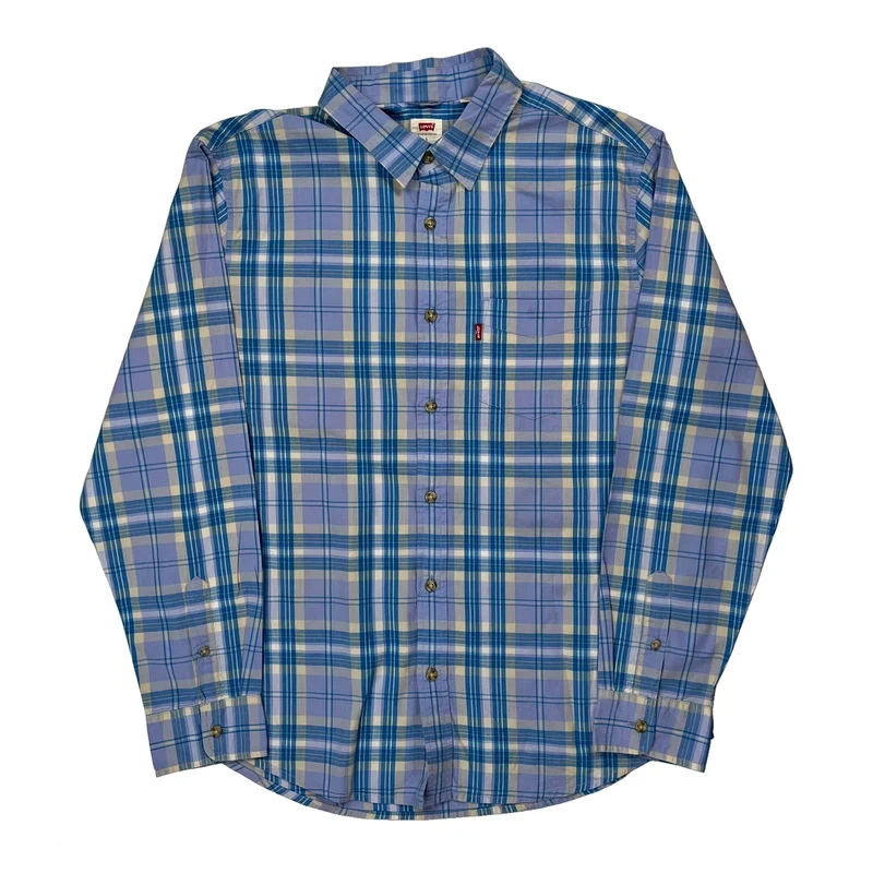 Levis Checked Shirt - Large Blue Cotton