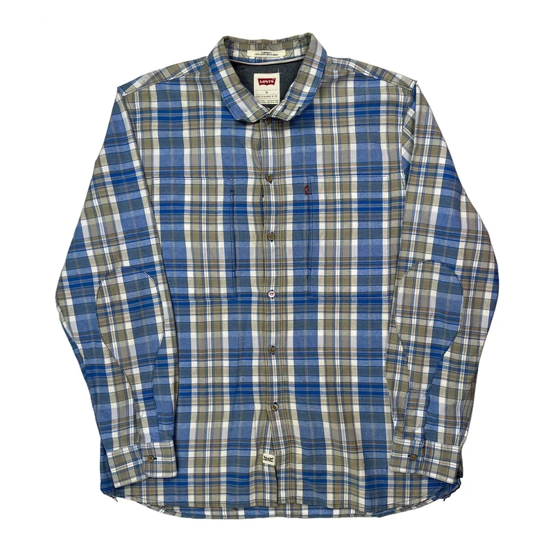 Levis Checked Shirt - XL Blue Cotton