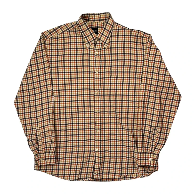 Boss Checked Shirt - Large Multicoloured Cotton