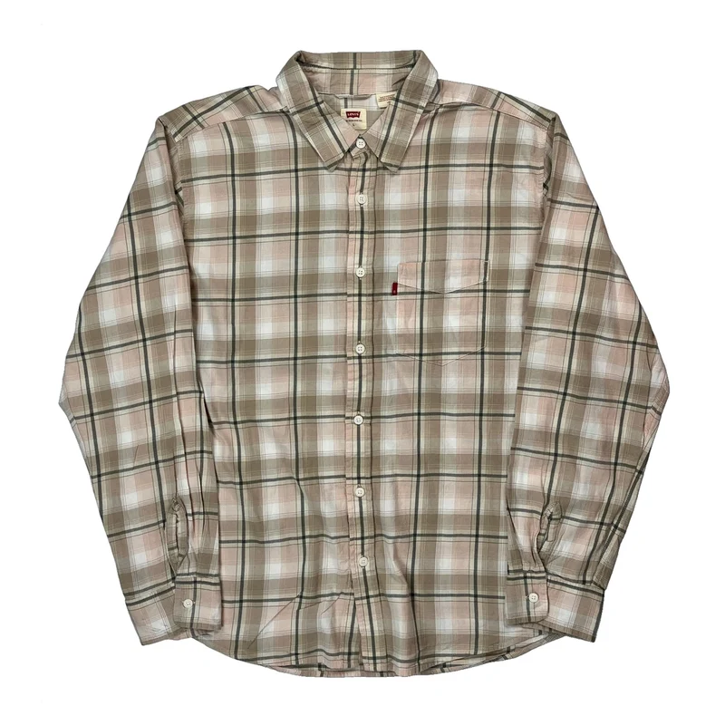 Levis Checked Shirt - Large Beige Cotton