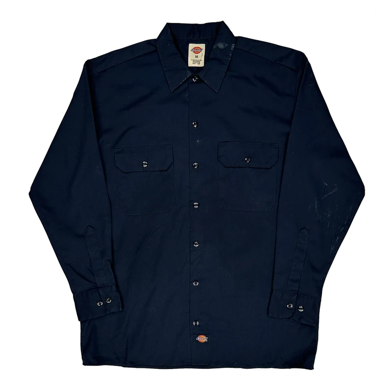 Dickies Shirt - Medium Navy Polyester Blend