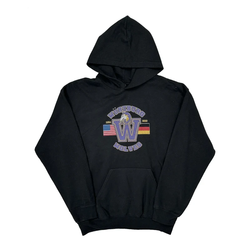 Würzburg Wolves Gildan Graphic Hoodie - Medium Black Cotton