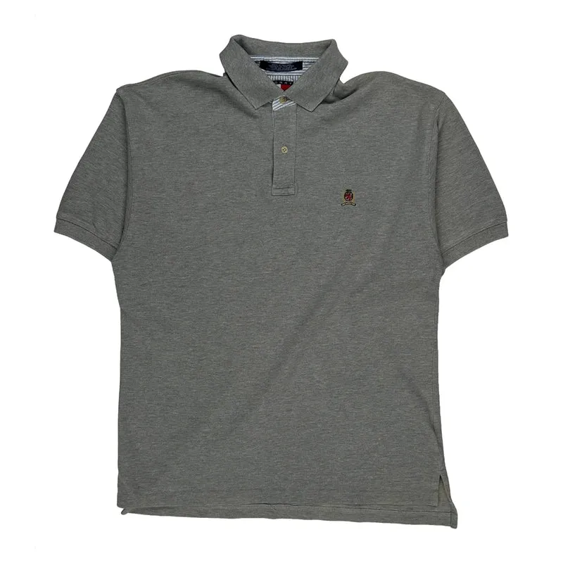 90S Tommy Hilfiger Polo Shirt - Medium Grey Cotton