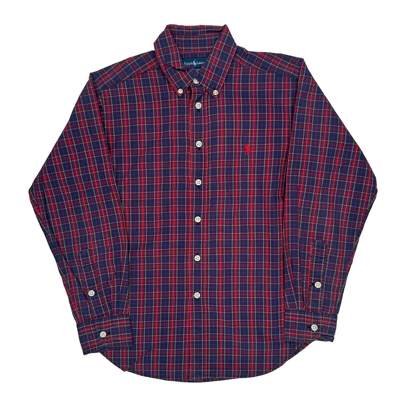 Age 6-8 Ralph Lauren Checked Shirt - Small Red Cotton