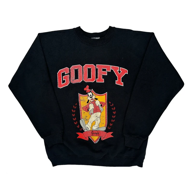 Goofy Character Disney Cartoon Sweatshirt - Medium Black Cotton Blend