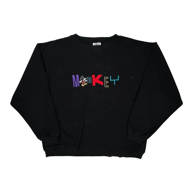 Mickey & Co. Cartoon Sweatshirt - Large Black Cotton