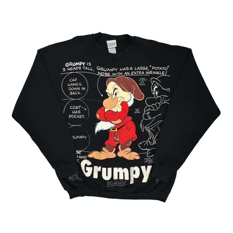 Made In USA Disney Grumpy Snow White Sweatshirt - XL Black Cotton