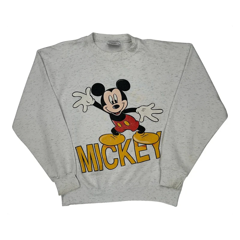 Mickey Mouse Disney Cartoon Sweatshirt - Large Gray Cotton Blend
