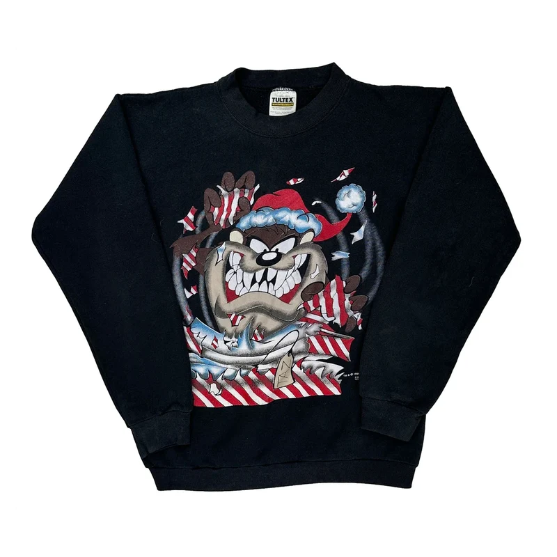 Looney Tunes Tultex Taz Christmas Sweatshirt - XL Black Cotton Blend