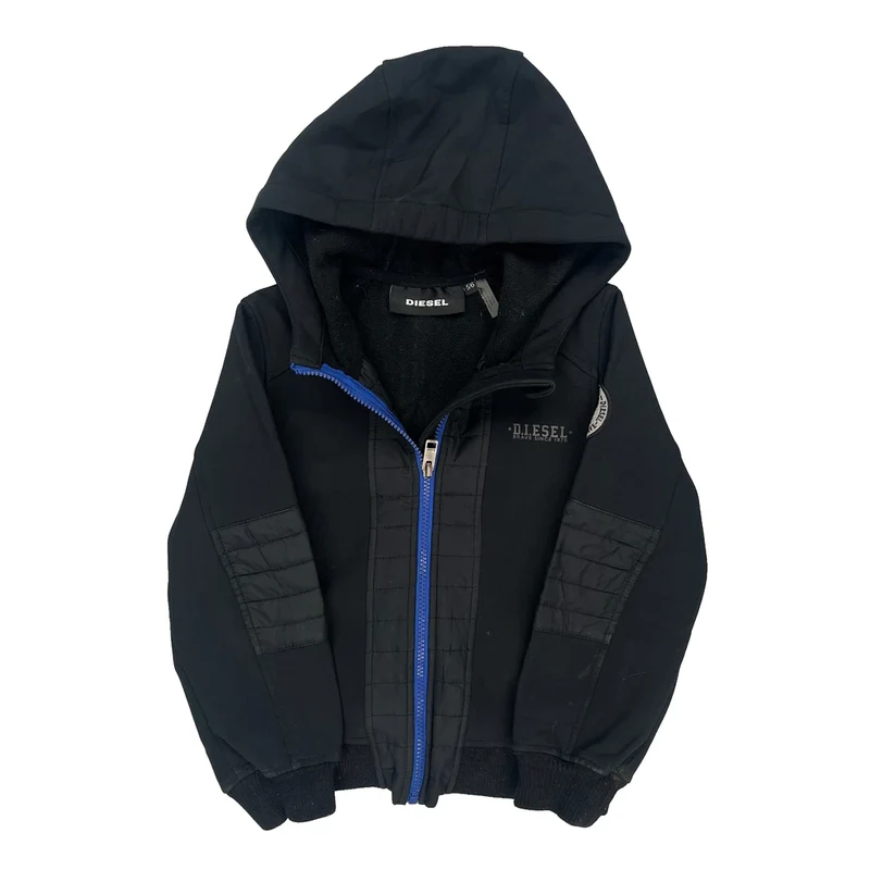 Age 5-6 Diesel Graphic Fleece Jacket - XS Black Polyester