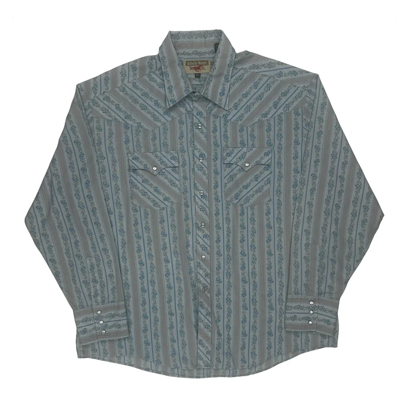 Youngbloods Striped Shirt - XL Blue Polyester Blend