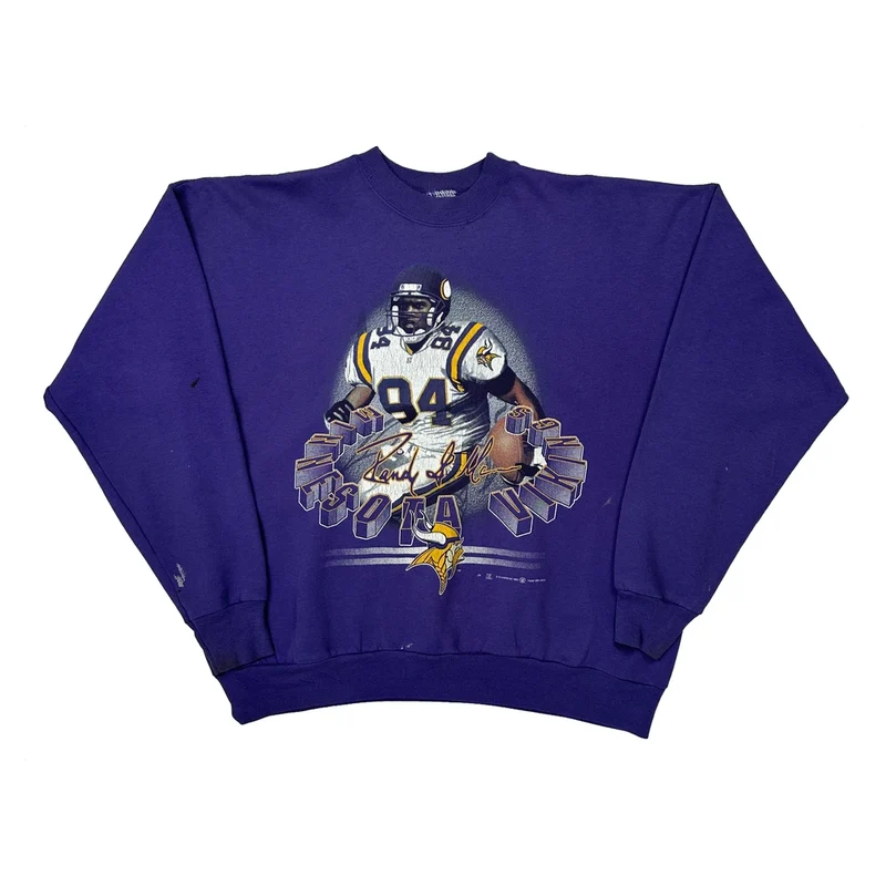 Minnesota Vikings Nfl Graphic Sweatshirt - Large Purple Cotton