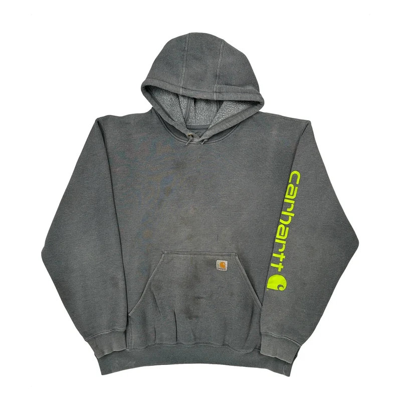 Faded Carhartt Hoodie - XL Grey Cotton