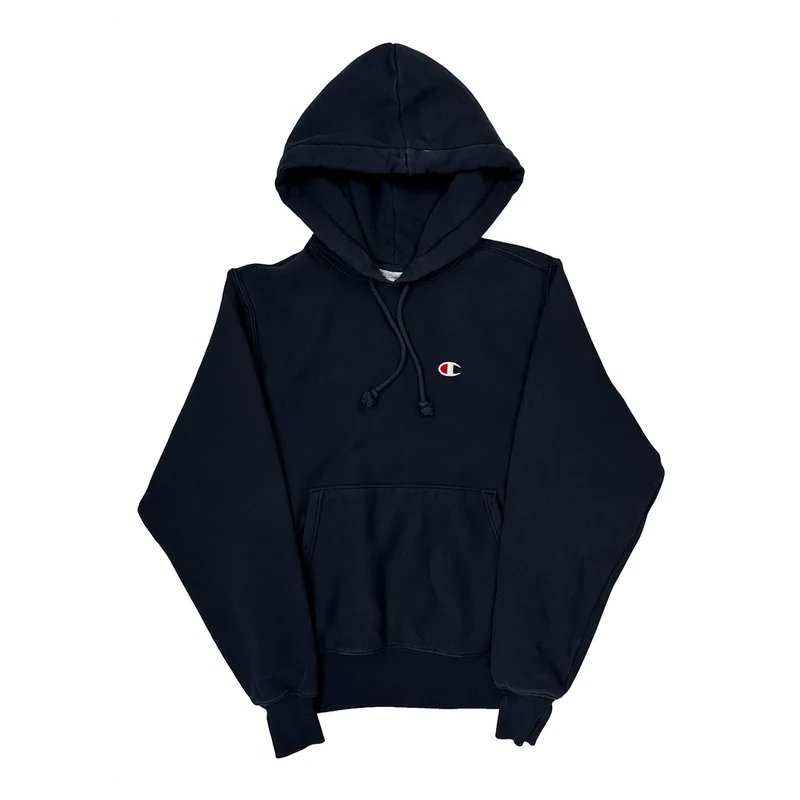 Reverse Weave Champion Hoodie - Small Navy Cotton