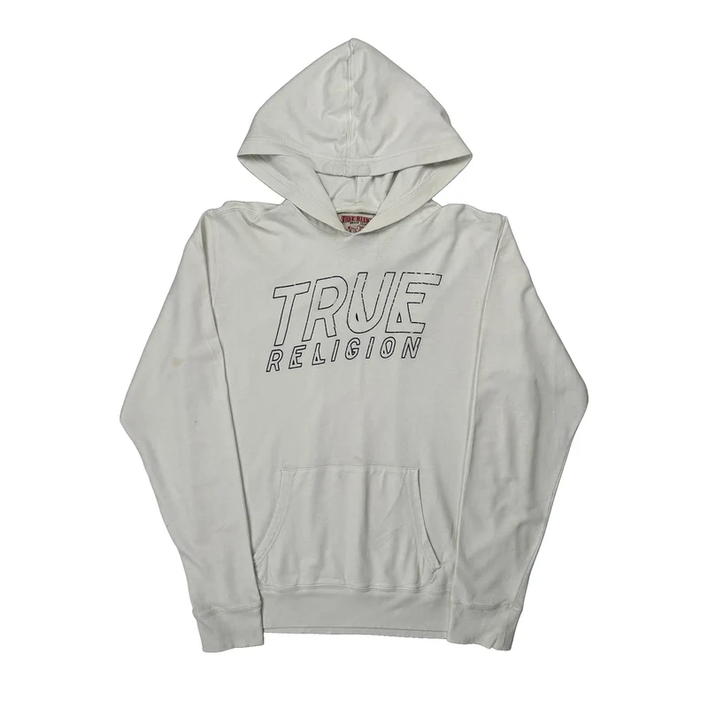 True Religion Spellout Hoodie - 2XL White Cotton