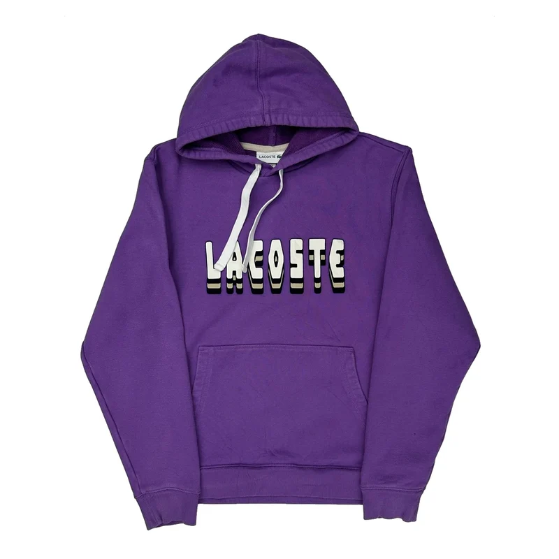 Lacoste Spellout Hoodie - Medium Purple Cotton