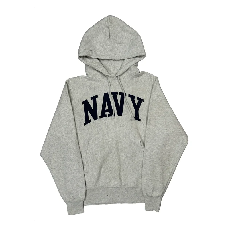Reverse Weave Champion College Hoodie - Small Gray Cotton
