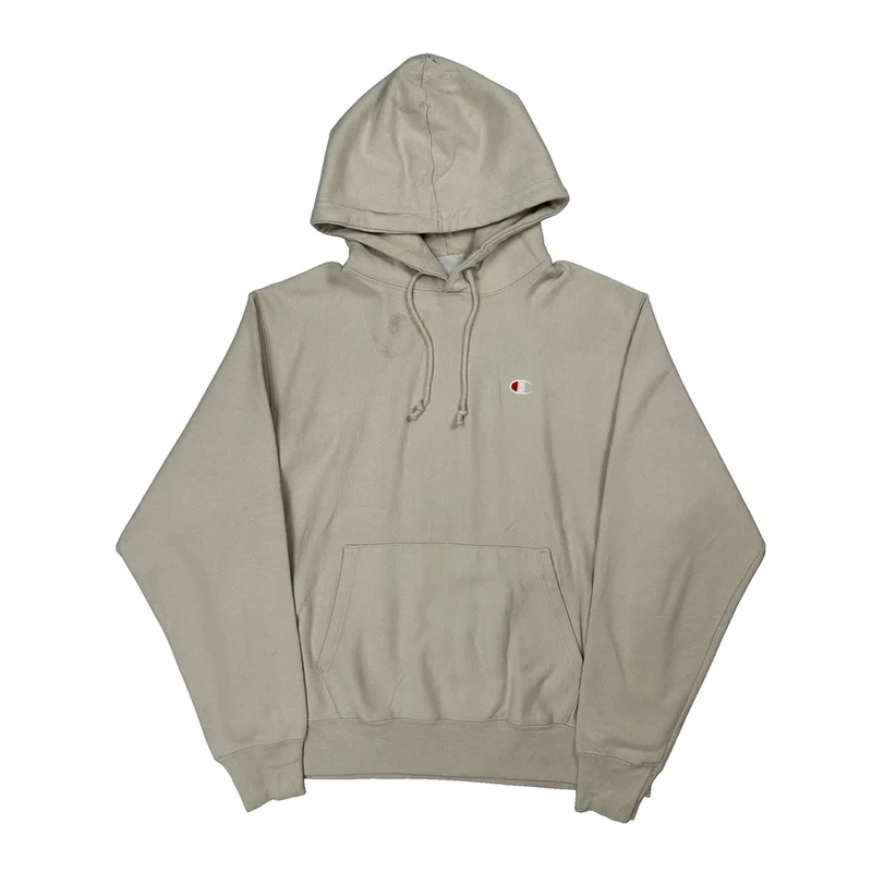 Reverse Weave Champion Hoodie - Large Beige Cotton