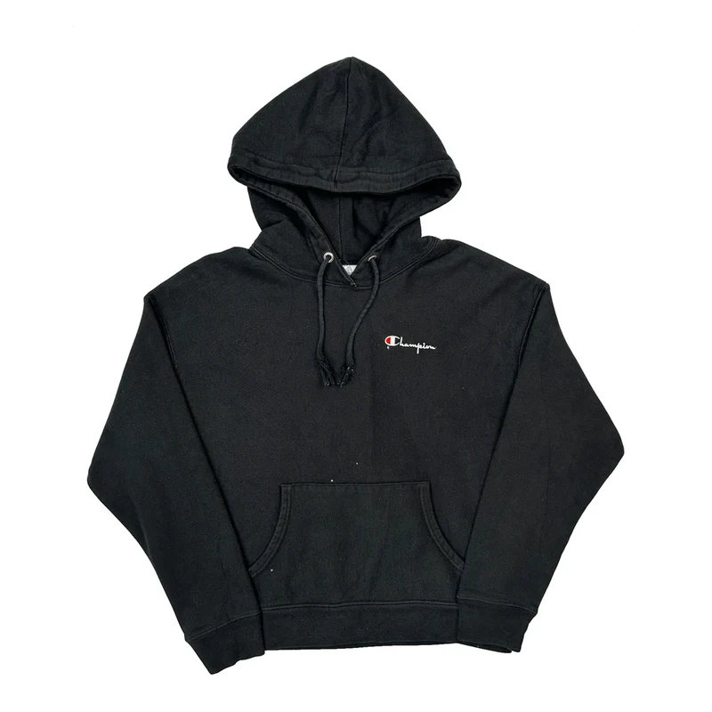 Reverse Weave Champion Hoodie - Large Black Cotton