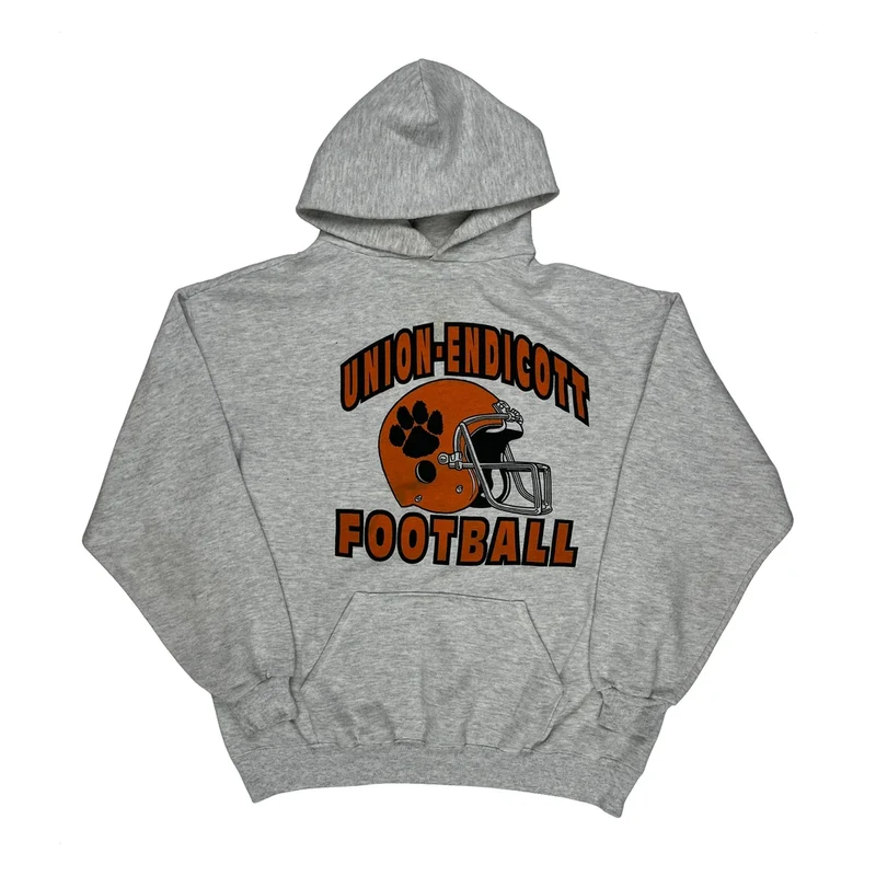 Union-Endicott Football Jerzees Football Hoodie - 2XL Grey Cotton