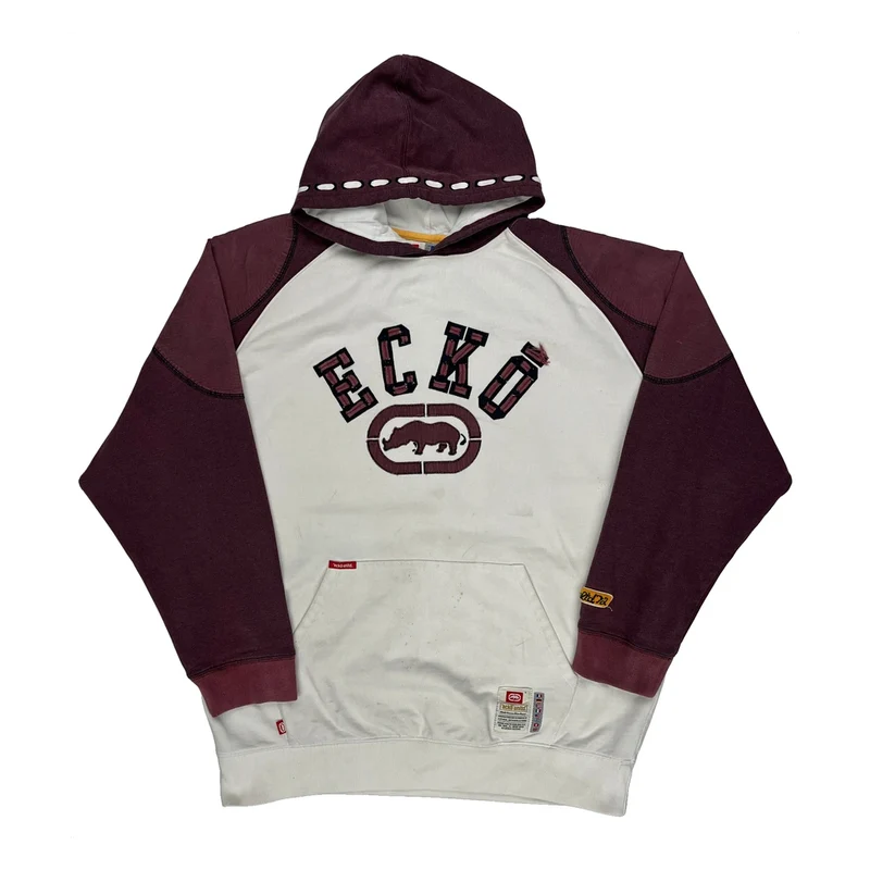 Rhino Logo Ecko Unltd Graphic Hoodie - 2XL Burgundy Cotton Blend