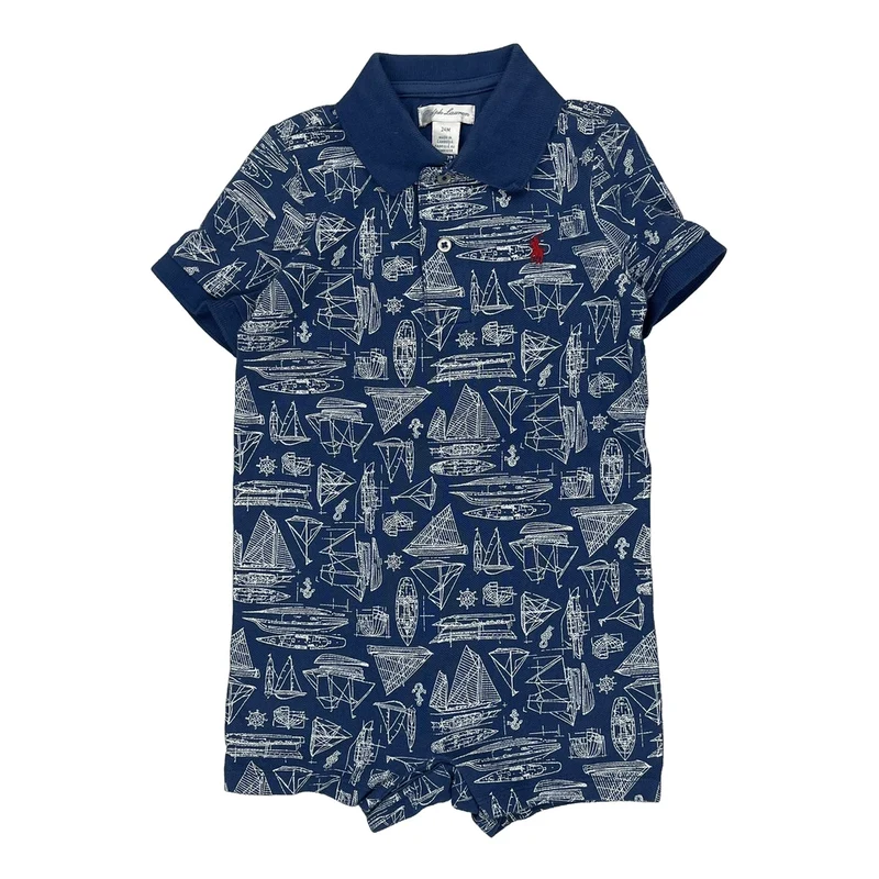 Age 2 Ralph Lauren Nautical Print Sweater - 2XS Blue Cotton