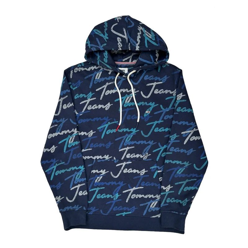 Tommy Jeans Hoodie - Medium Blue Cotton