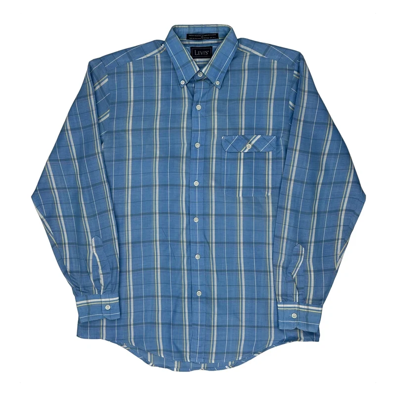 Levis Checked Shirt - Medium Blue Cotton