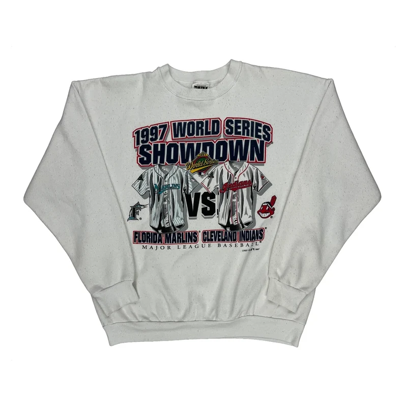 1997 World Series Showdown Tultex Graphic Sweatshirt - Large White Cotton Blend