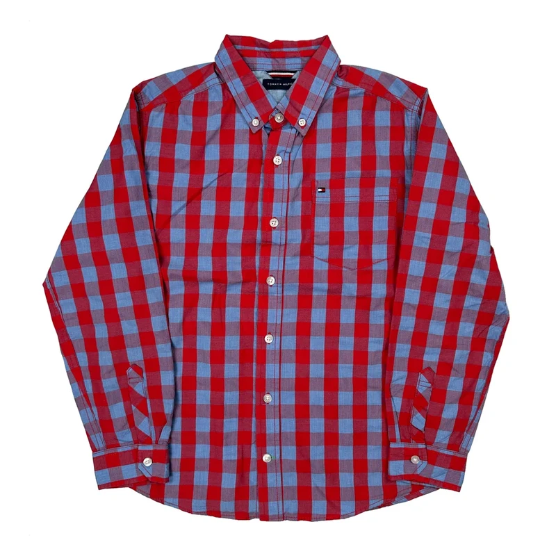 Kids Tommy Hilfiger Checked Shirt - Large Red Cotton